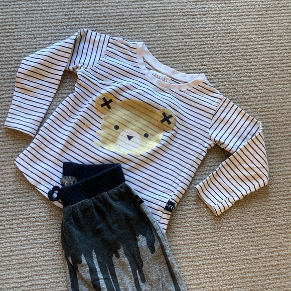 HUXBABY black/white striped L/S 4 unisex top - Picture 4 of 11